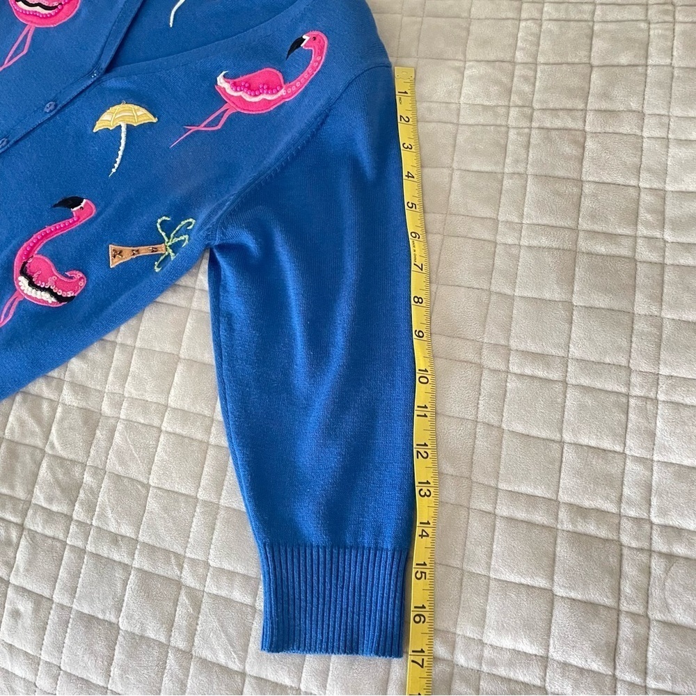 Jack B Quick Vintage Flamingo Blue Button Cardigan   Women’s Size Petite Small - Picture 9 of 11
